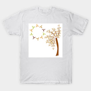 A circle of leaves with a tree of fall leaves. T-Shirt